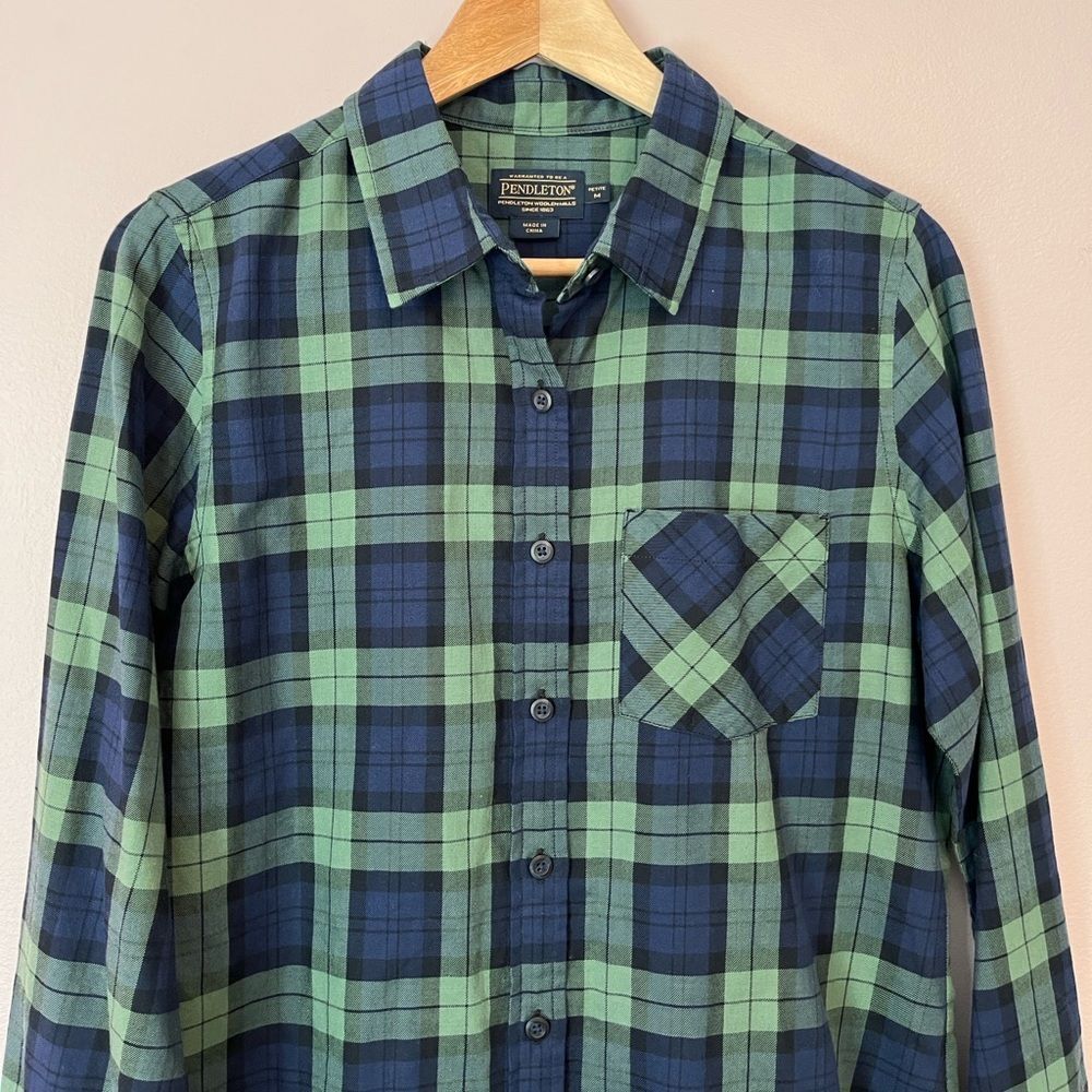 Pendleton 100% Cotton Plaid Button Down Shirt Pre… - image 3